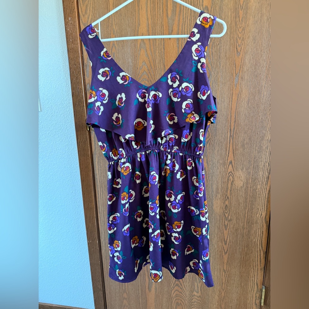 Band of Gypsies Purple Floral Ruffle Mini Dress